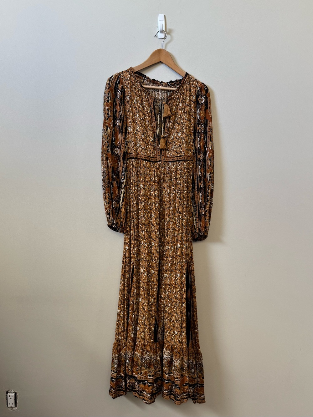 Free People Happy feelings printed boho maxi dress - golden brown floral - Picture 2 of 9